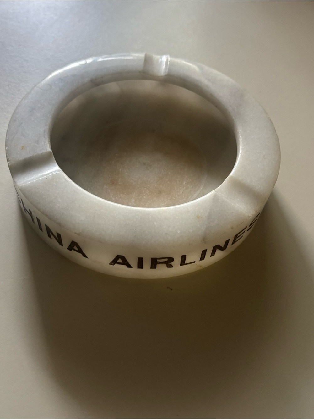 Vintage China Airlines Marble Ashtray 6” Airline Memorabilia